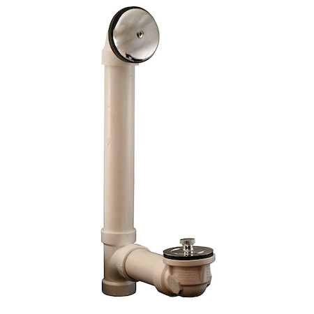 Jones Stephens Chrome Plated One-Hole Lift and Turn Bath Waste Kit, Standard Full Kit, White Plastic B07030